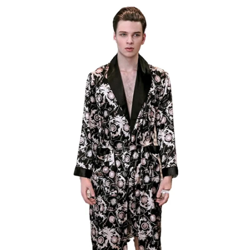 2021 Роскошные атласные шелковые халаты Мужской халат кимоно для мужчин с длинным