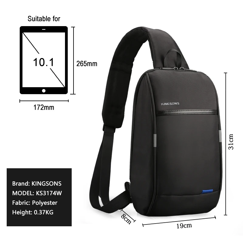 Сумка мессенджер Kingsons 10 1 дюйма мужская сумка через плечо маленькая и много