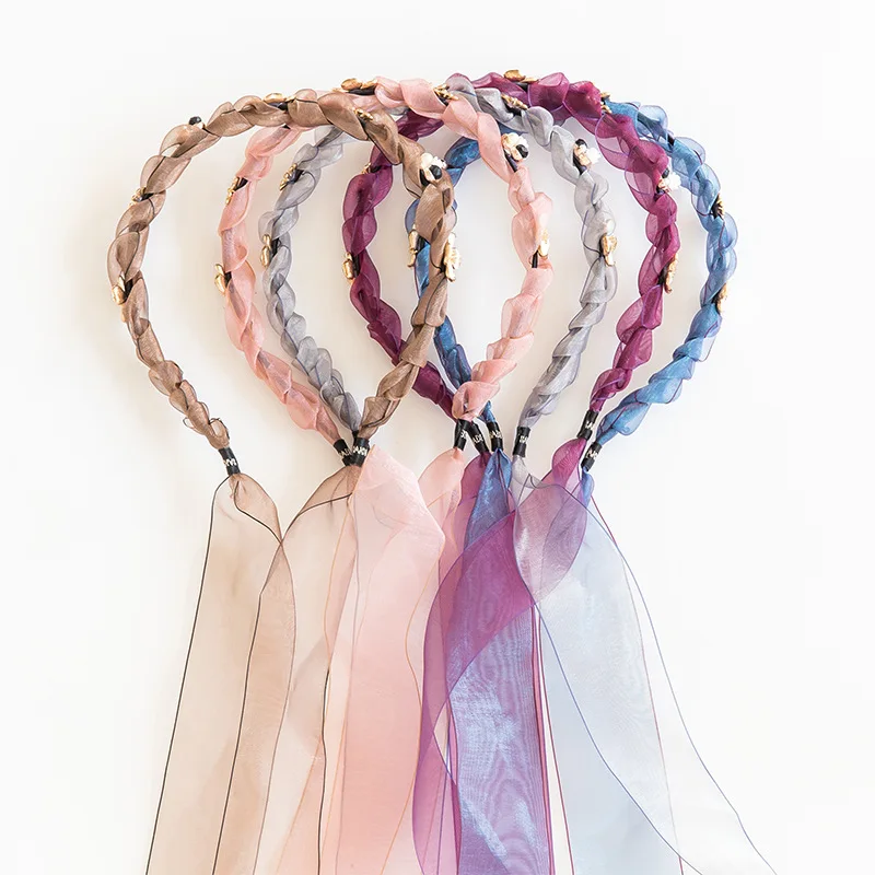 1 шт. корейские простые женские Ленточные резинки для волос с бантиком и жемчугом