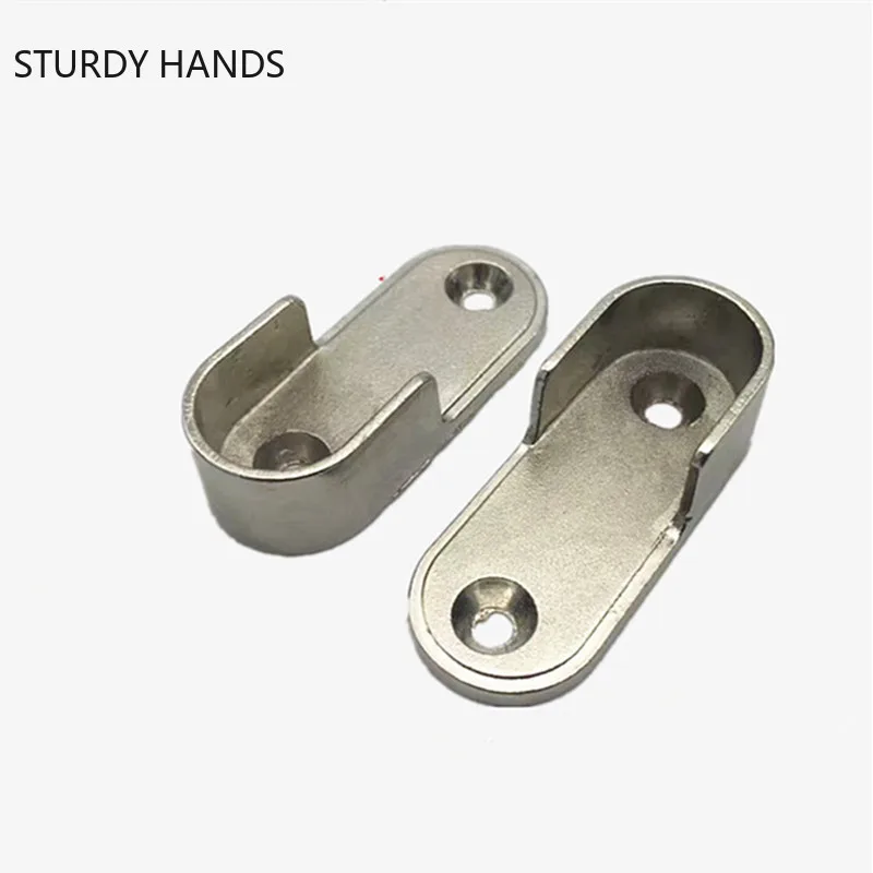 2pcs/lot Zinc Alloy Flange Seat Closet Clothes Rail Hanger Rod Holder Towel Bar Clothes Rail Fixed Holder Hardware Accessories