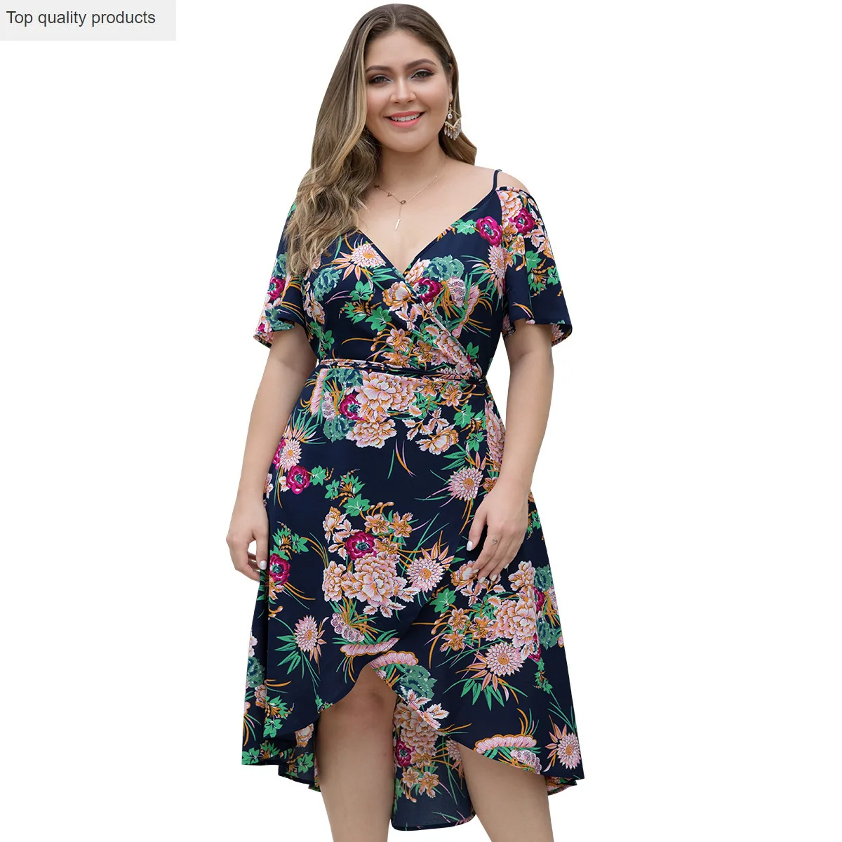 2020 летнее платье модное повседневное простое с принтом Большие размеры