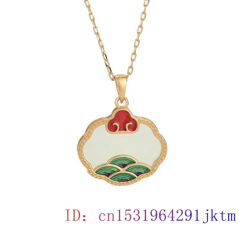 

Jade Ruyi Pendant Jewelry Charm Women Zircon Gifts Chinese Gemstone Crystal Amulet 925 Silver Chalcedony Natural Necklace