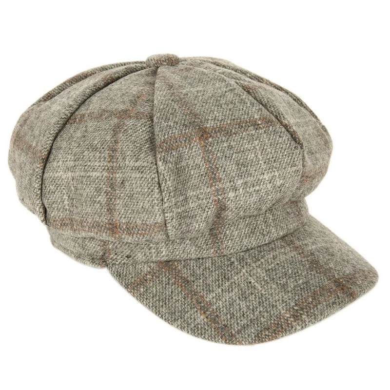 Черная Шерстяная кепка SHOWERSMILE для женщин винтажная газетчика женская в клетку