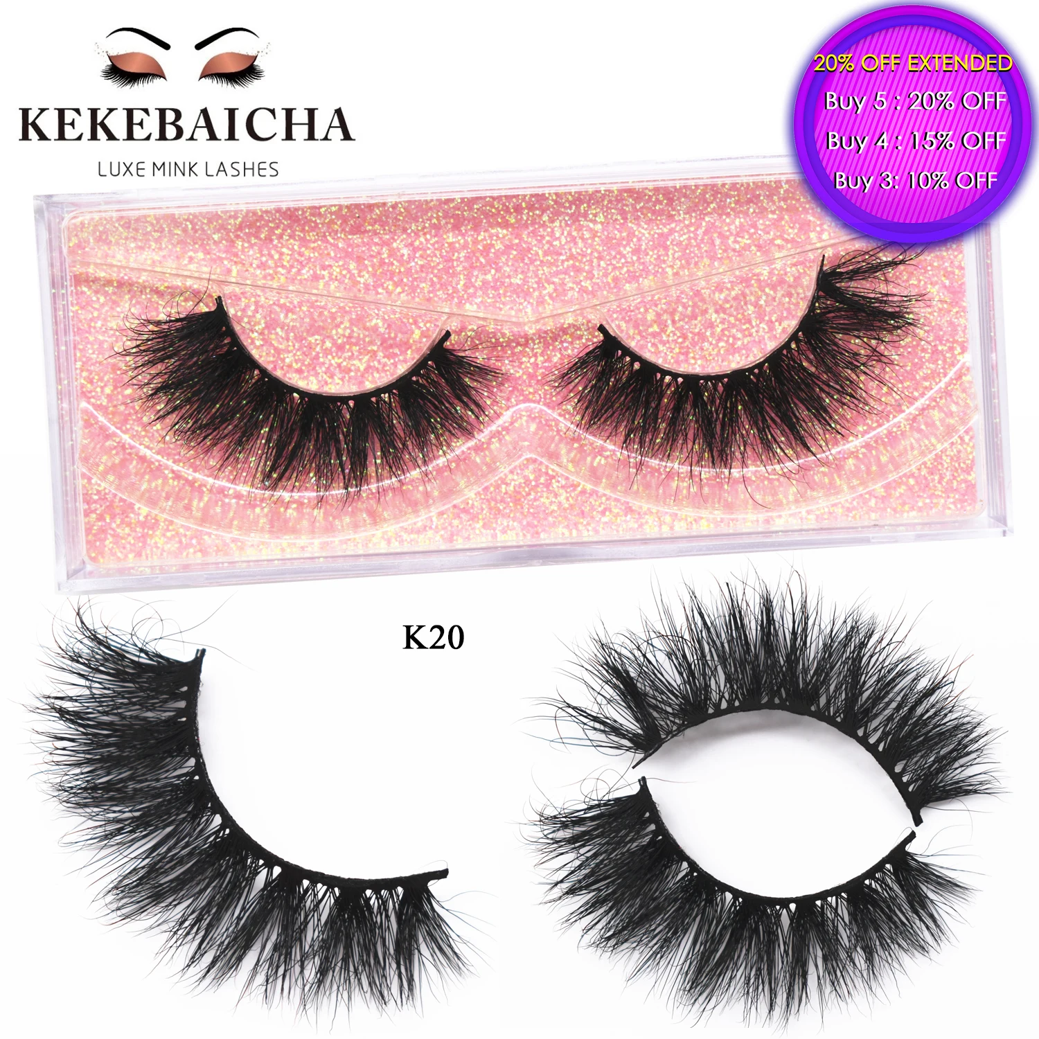 

KEKEBAICHA Soft Eyelashes 3D Mink Lashes Crisscross Long Lasting Mink False Eyelashes Glamour Volume Eyelashes Makeup K20 Lashes