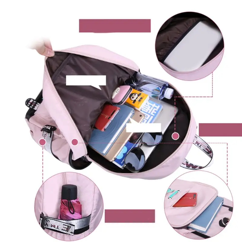 Новый ноутбук Для женщин рюкзак большой Ёмкость USB зарядка Порты и разъёмы для