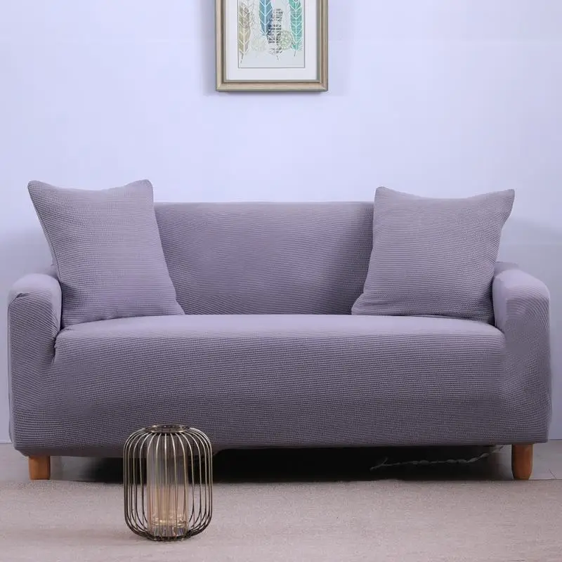 

44Knitted Anti-Slip Solid Color Grey Sofa Slipcover 1PC High Stretch Sofa Cover Furniture Protector Couch Soft with Elastic