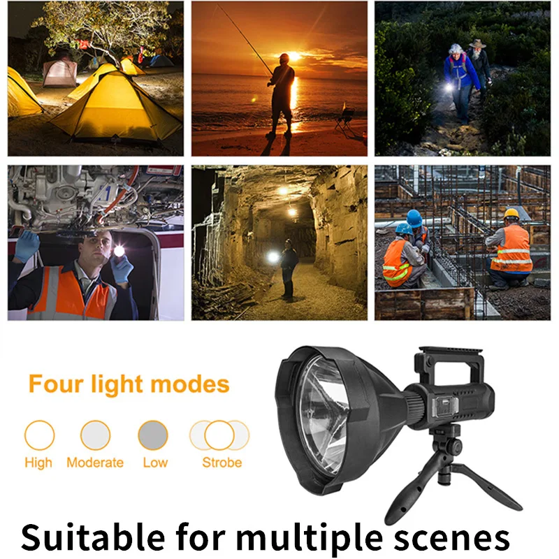 

Super Bright LED Portable Spotlights Powerful Flashlight Searchlight with P70 Lamp Bead Mountable Bracket for Expeditions