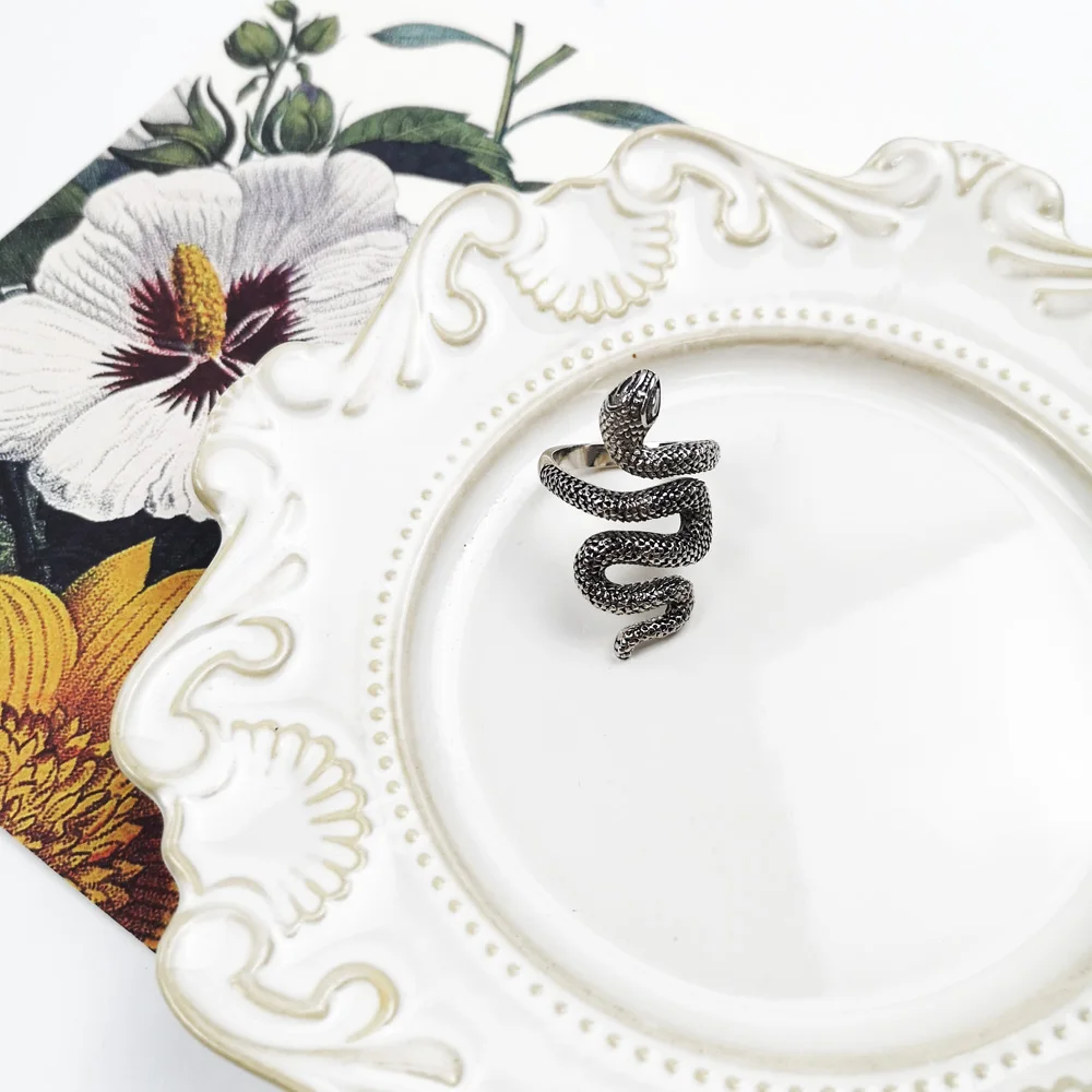 Сказочное мистическое Тропическое кольцо черная змея 2019 серебро 925 пробы