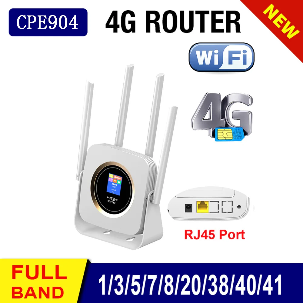 

Cpe904 3G 4G Sim Card Router 300Mbps High Speed 4G Router Wireless LTE Mobile Hotspot Modem 4G WiFi Router With External Antenna