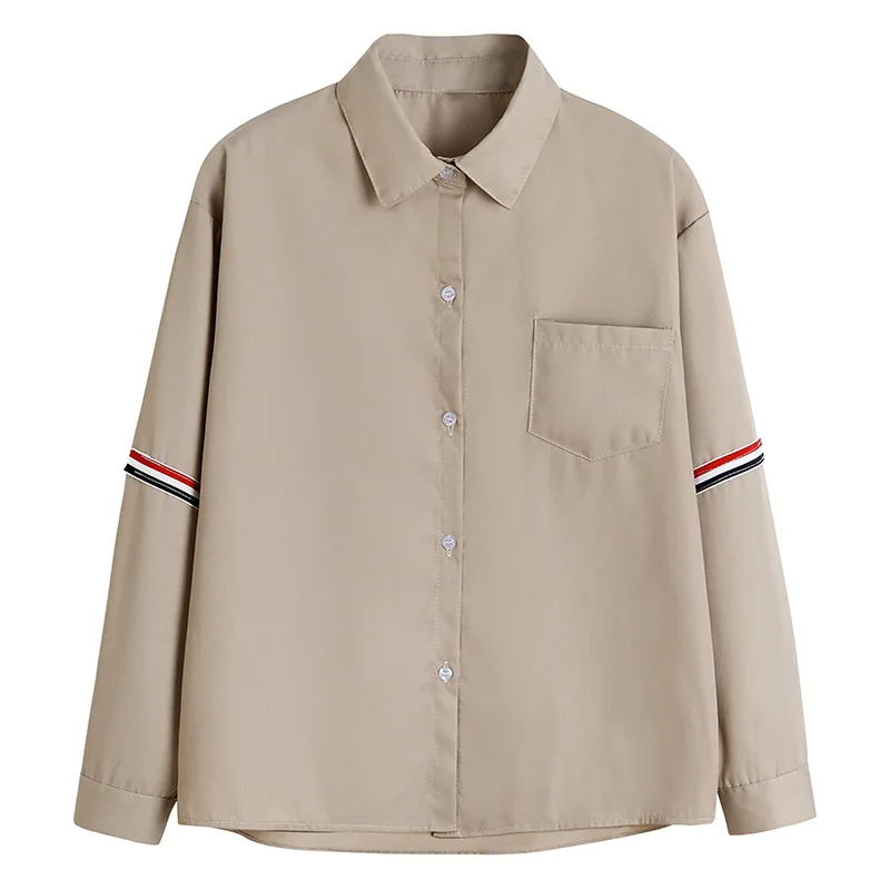 Базовая рубашка униформы Dk Мужская школьная форма цвета хаки с короткими