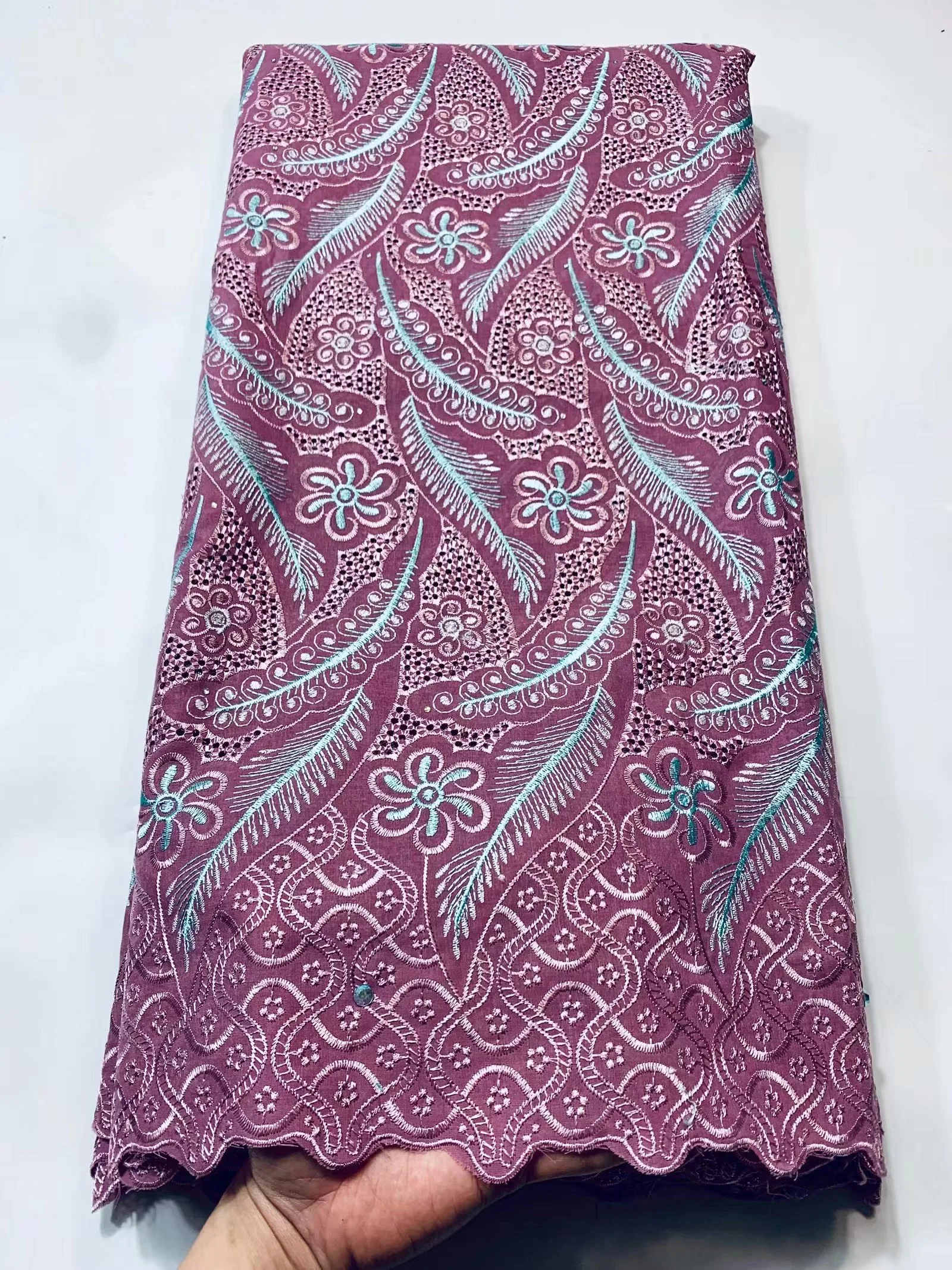 

5Yards African Lace Fabric 2021 Latest Swiss Voile Lace in Switzerland Embroidery 100% Cotton Swiss Lace Fabric for Dress