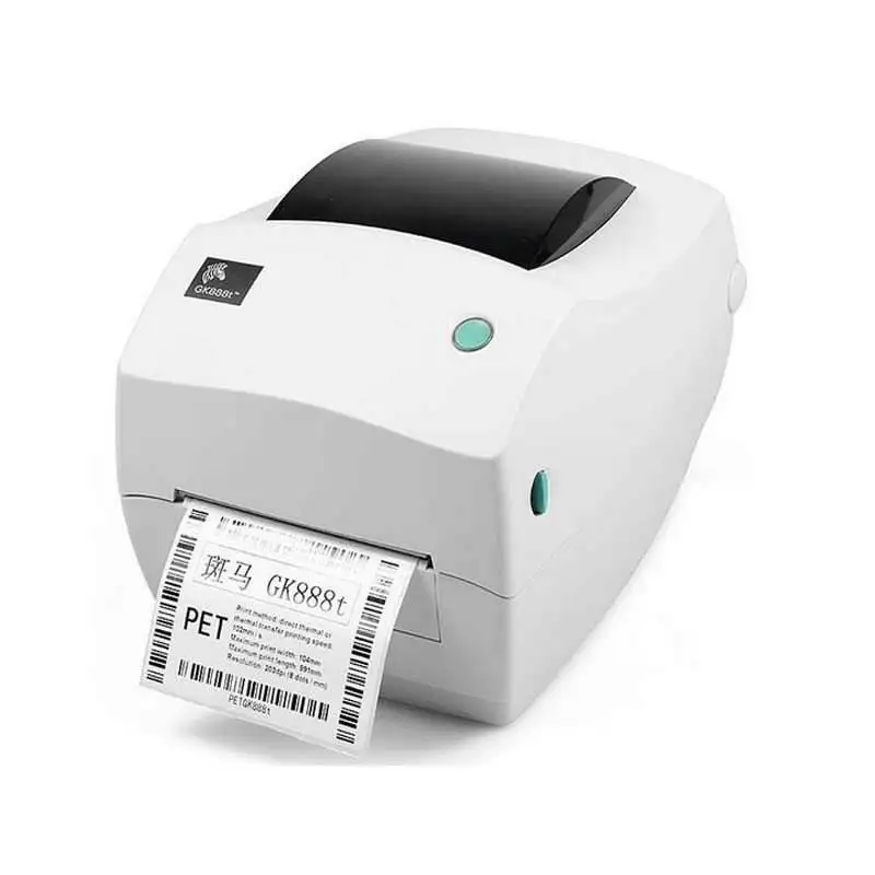 Zebra GK888T Настольный прямой тепловой/термотрансферный принтер этикеток, 4 дюйма/с скорость печати, 203 точек/дюйм разрешение печати, 4,0" Ширина печати