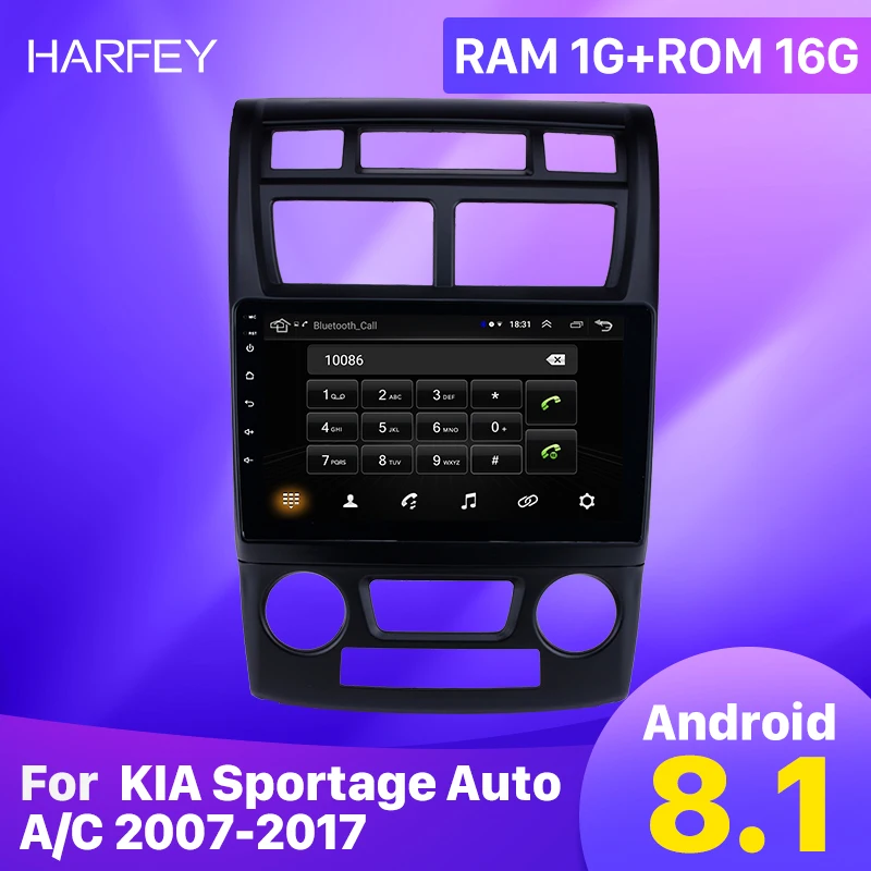 Harfey Android 8 1 9 дюймов Автомобильный мультимедийный Palyer для KIA Sportage Auto A/C 2007 2008 2009 2010