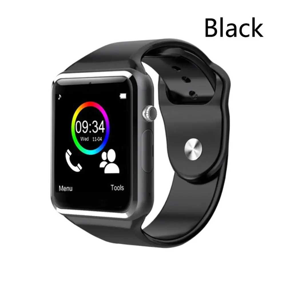 Black Smart Watch A1 Bluetooth Watch Men Waterproof Wearable Devices Watch Phone With SIM Camera For Android IOS Relogio Inteligente - Цвет: Black
