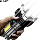 4-ядерный сверхъяркий фонасветильник, перезаряжаемый наружный Многофункциональный светодиодный фсветильник дальнего действия с аккумулятором и дисплеем COB