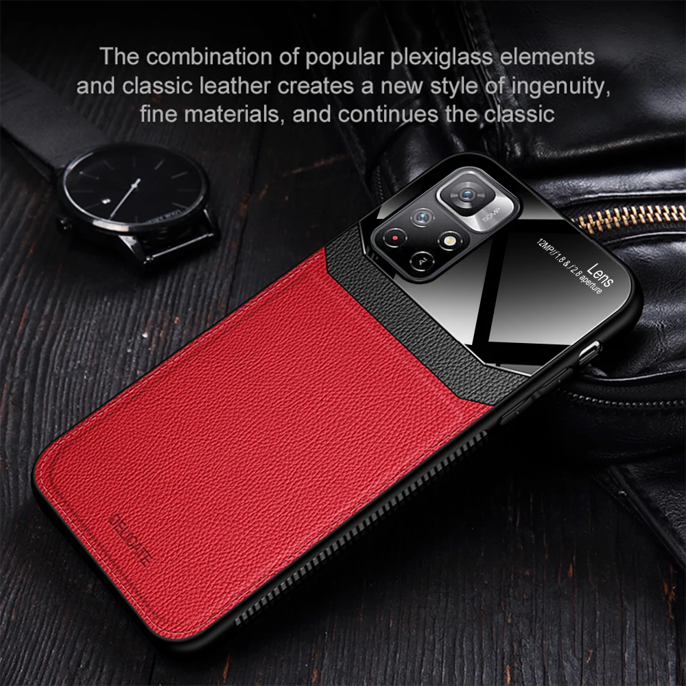 leather mirror glass phone cover for xiaomi poco m4 pro 5g pu shockproof phone back case for poco m 4 4m pro poko m4 pro 6 6inch free global shipping