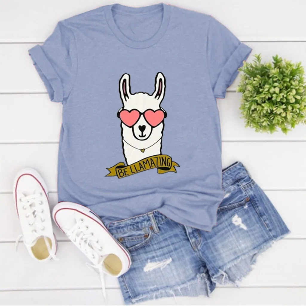 Cartoon Printed T Shirt Women Casual Loose O-neck Short Sleeved T-shirt Tops Clothes Camiseta Mujer Tshirt Haut Femme | Женская одежда
