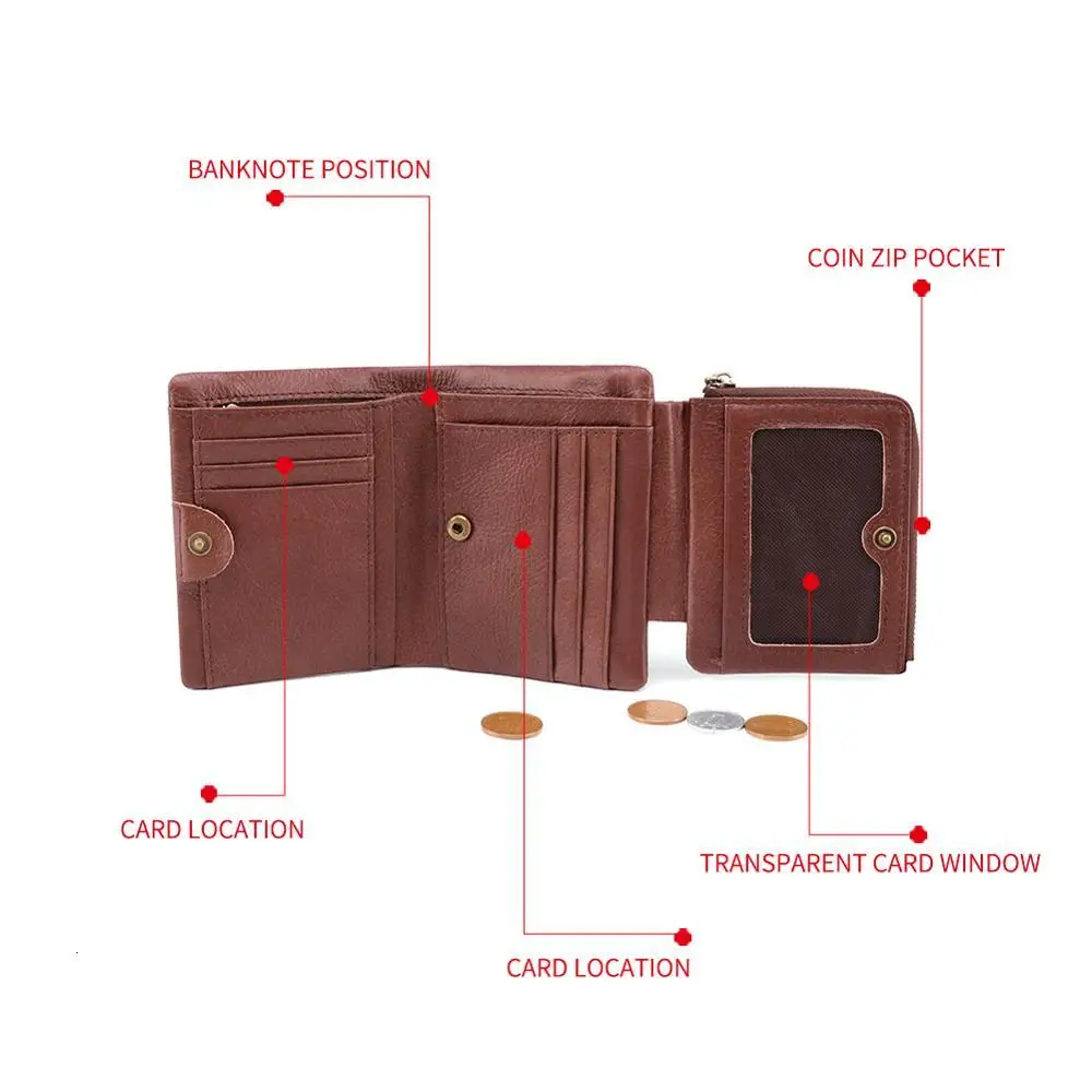 Кошелек GENODERN мужской из натуральной кожи тройного сложения бумажник на молнии с