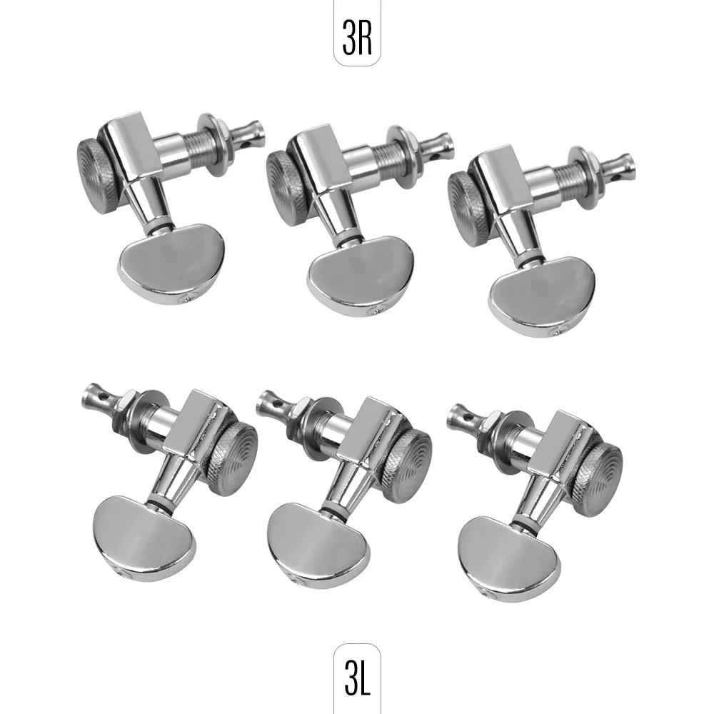 Alloy Metal Electric Guitar Machine Heads Knobs String Tuning Peg Locking Tuners Pack 6 Pcs 3L3R with Mounting Screws Ferrules | Спорт и