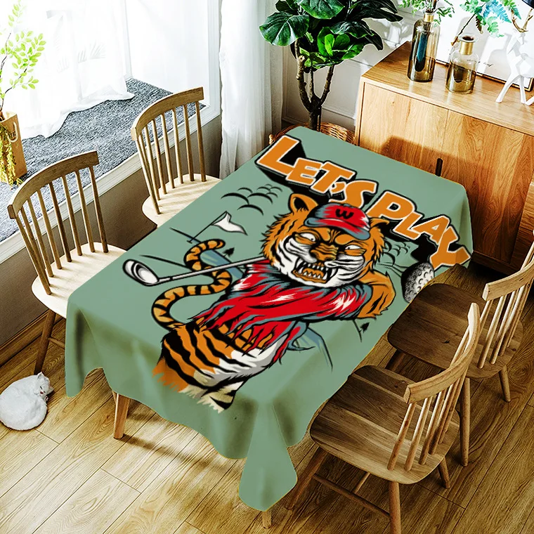 

Cartoon animal print pattern washable decorative household waterproof tablecloth