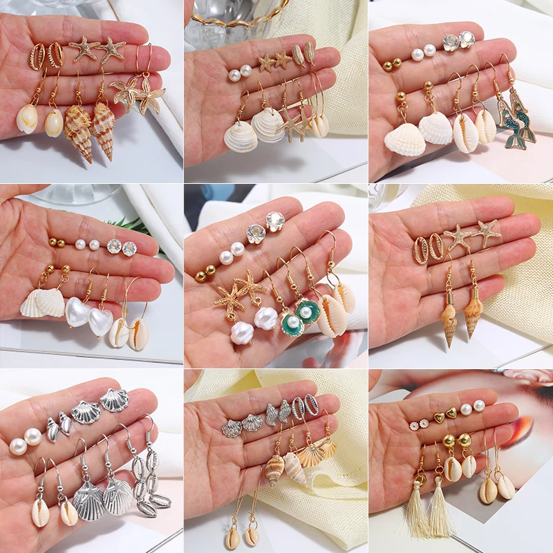 Женские серьги в стиле ретро 24 стиля набор золотых сережек виде раковины морской