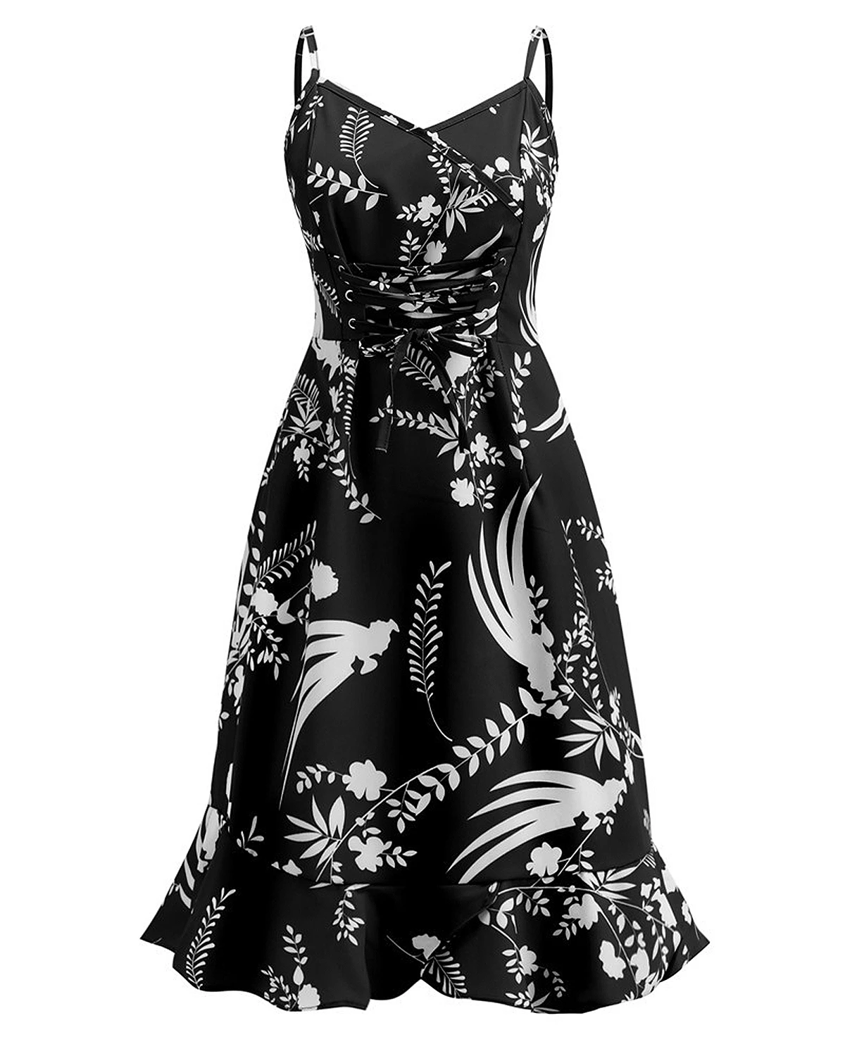 Платье Joineles с цветочным принтом в стиле ретро оборками женское летнее платье без