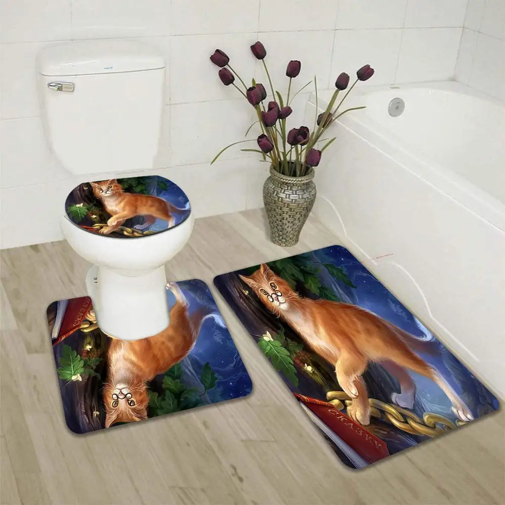 3/4 штук домашних животных кошки душевые наборы штор прекрасный коврик с