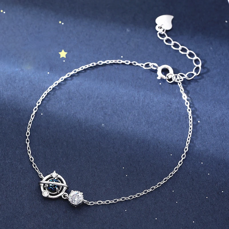 YIZIZAI серебряный цвет ювелирные изделия мечта синий циркон Вселенная планеты