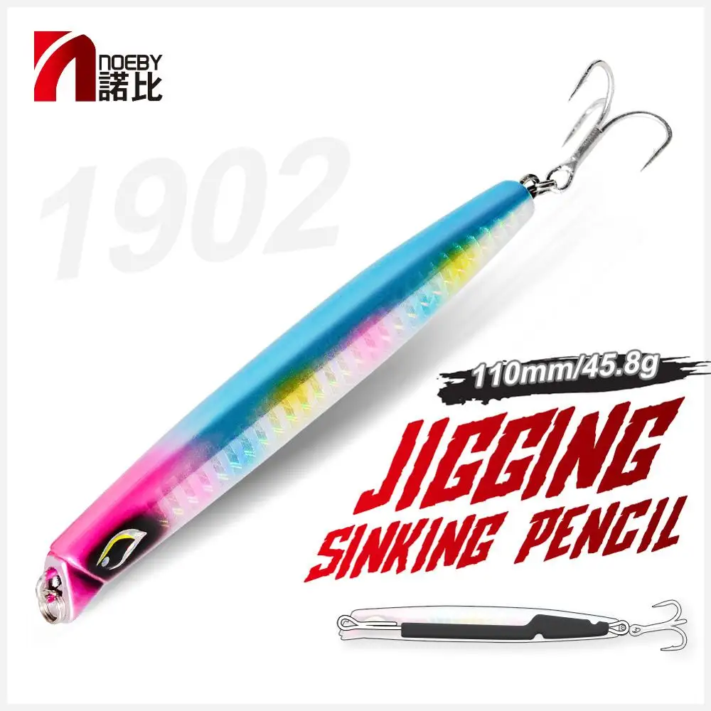 

Noeby Sinking Slow Jigging Pencil Fishing Lures Wobbler 110mm 46g Stickbait Lead Jig Artificial Hard Bait for Sea Fishing Lure