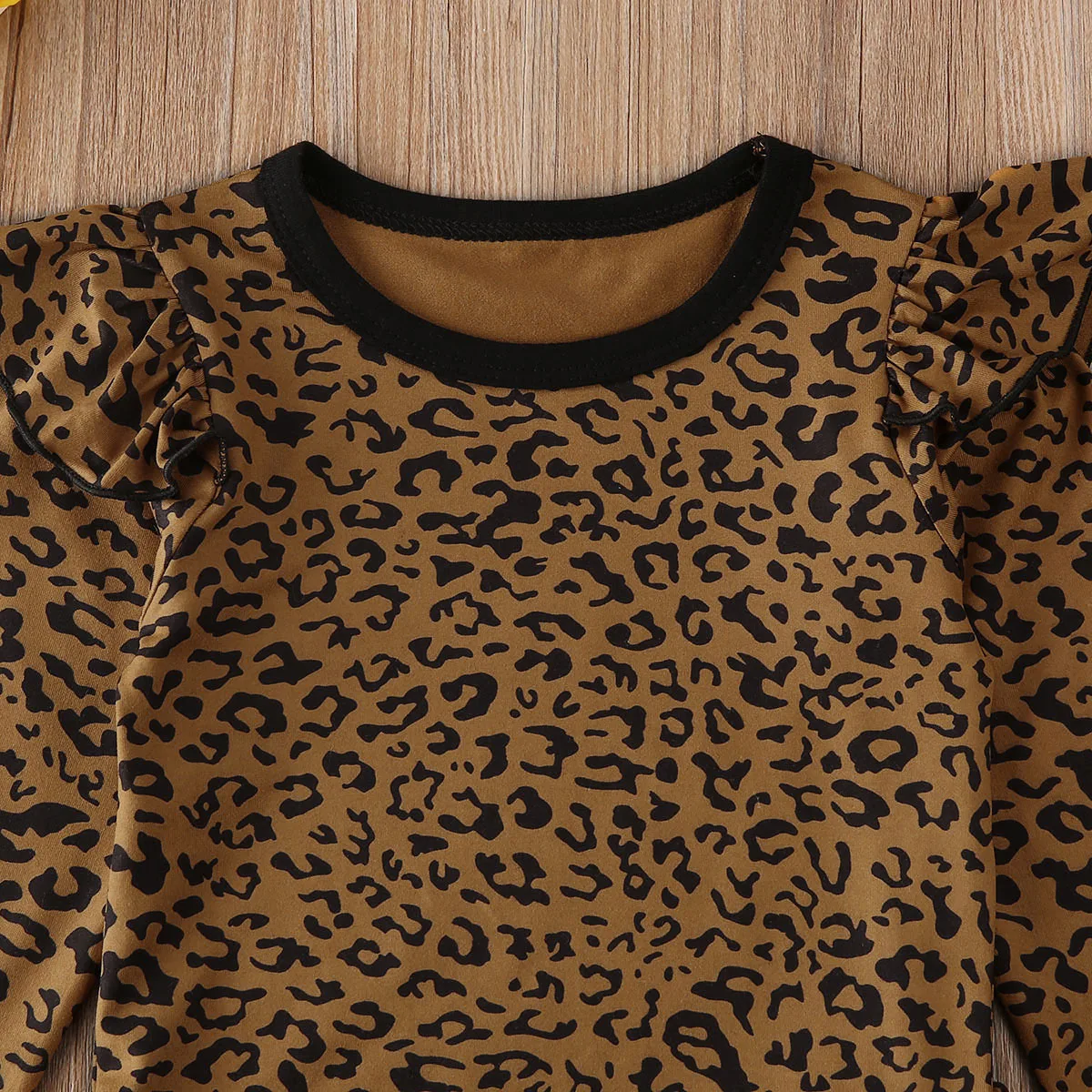 3pcs Newborn Baby Girl Boy Leopard Clothes Sets 0-18M Long Sleeve Ruffle Romper Jumpsuit Pants Headband Outfits | Детская одежда и