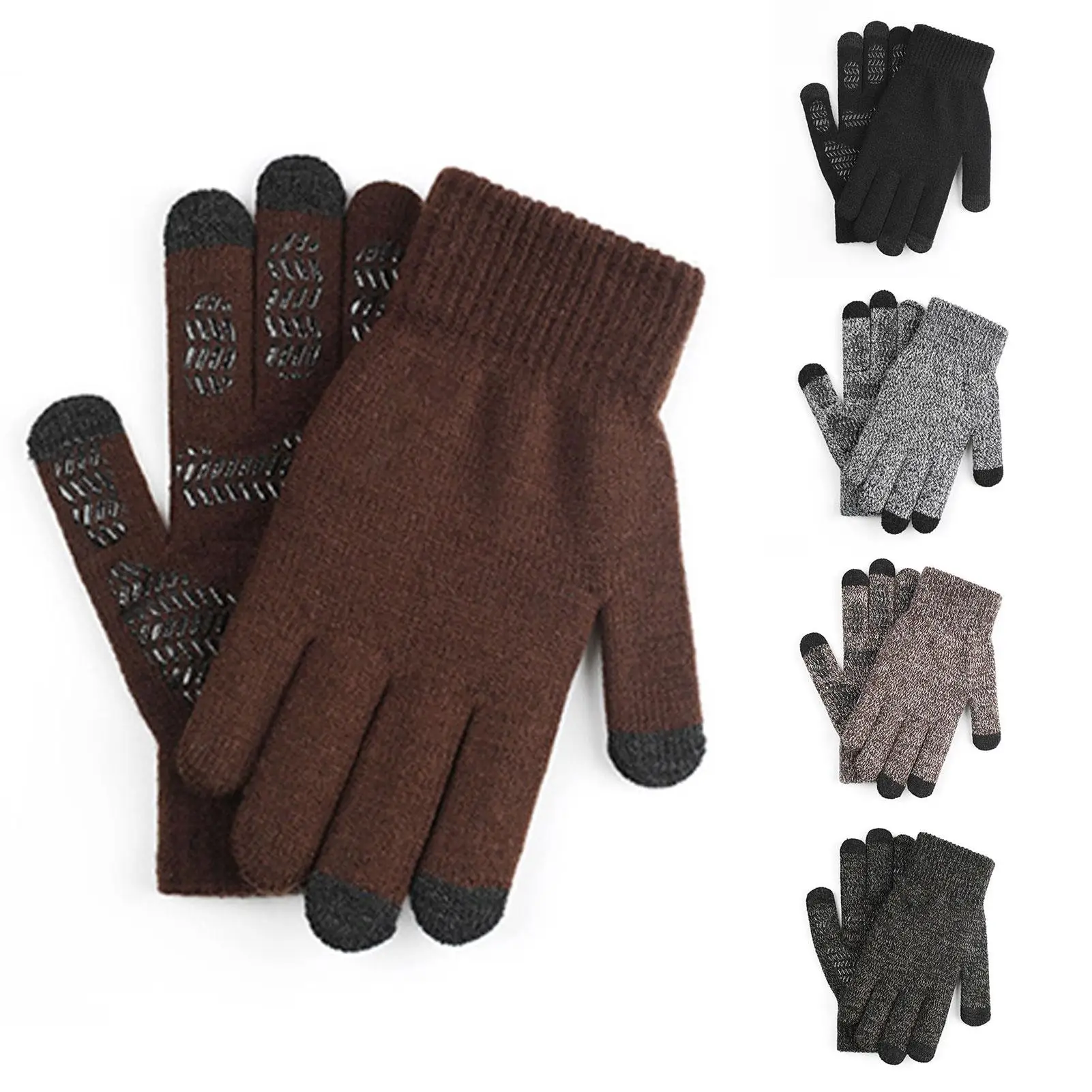 

1 Pair Men/Women Winter Anti-Slip Knit Touch Screen Soft Warm Thermal Gloves