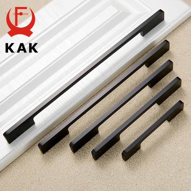 

KAK 5PCS Black Cabinet Handles Solid Aluminum Alloy Kitchen Cupboard Door Handle Pulls Drawer Knobs Furniture Handle Hardware