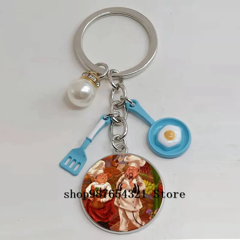 Новый мультяшный брелок для ключей шеф-повара с ремнем яиц лопатой подарок