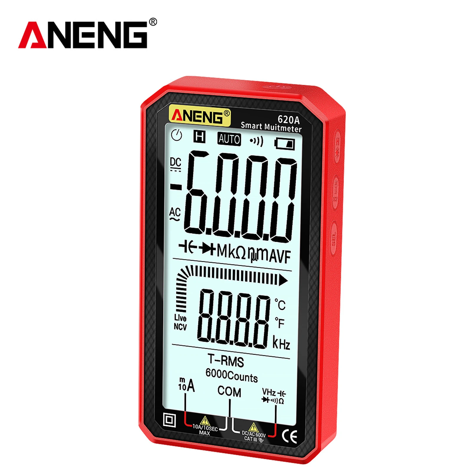 

ANENG True-RMS Auto-Ranging Digital Multimeter with Amp Volt Ohm Capacitance Continuity Temperature Frequency Diode Tests
