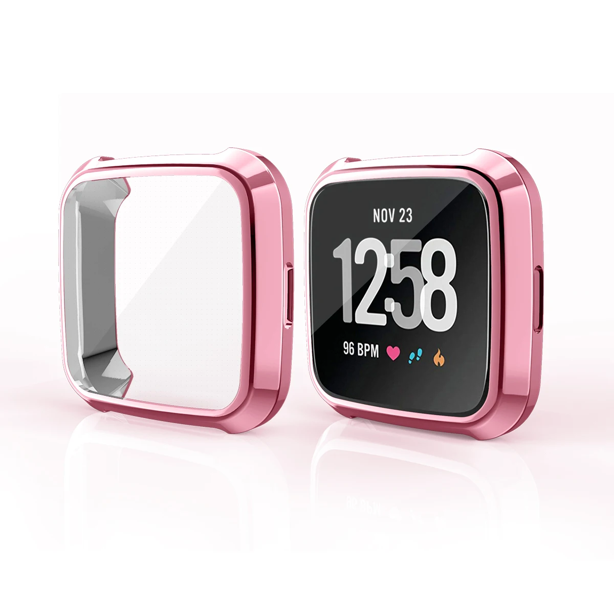 Чехол-бампер для Fitbit Versa lite с защитой от падения, с гальваническим покрытием из ТПУ, Защитный Браслет для циферблата - Цвет: Розовый