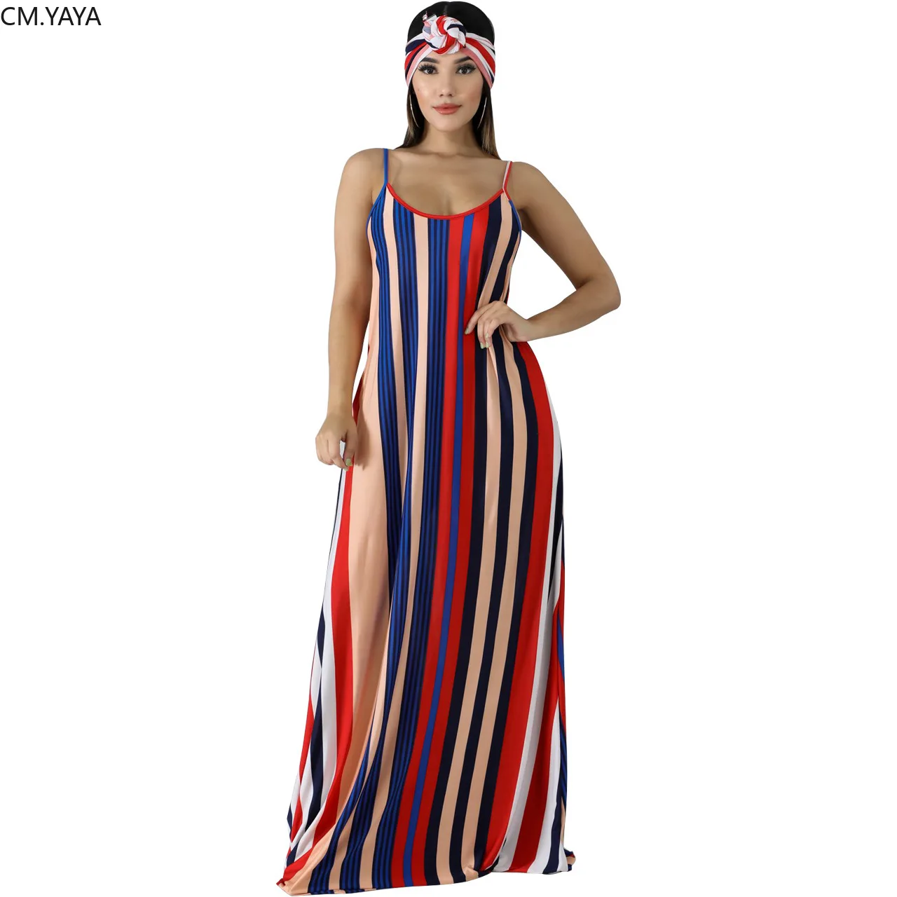 2020 Women Summer Long Maxi Dress Sexy Sleeveless Striped Print Party Night Club Bandage Female Lady Beach Dresses Vestido GL042 | Женская