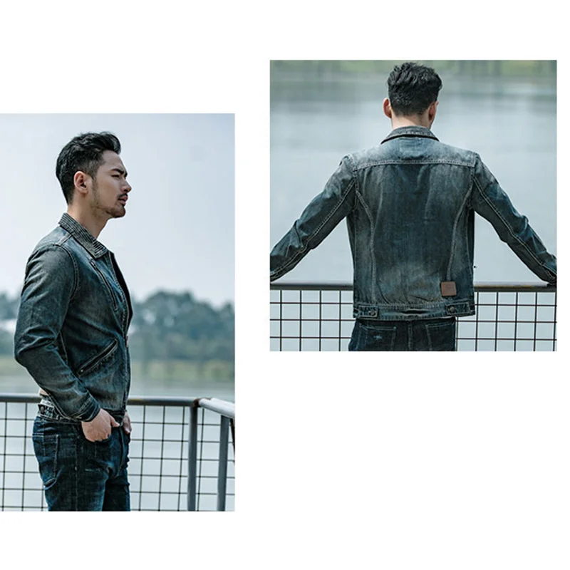 Мужской джинсовый костюм в европейском стиле свободные мужские джинсовые пальто