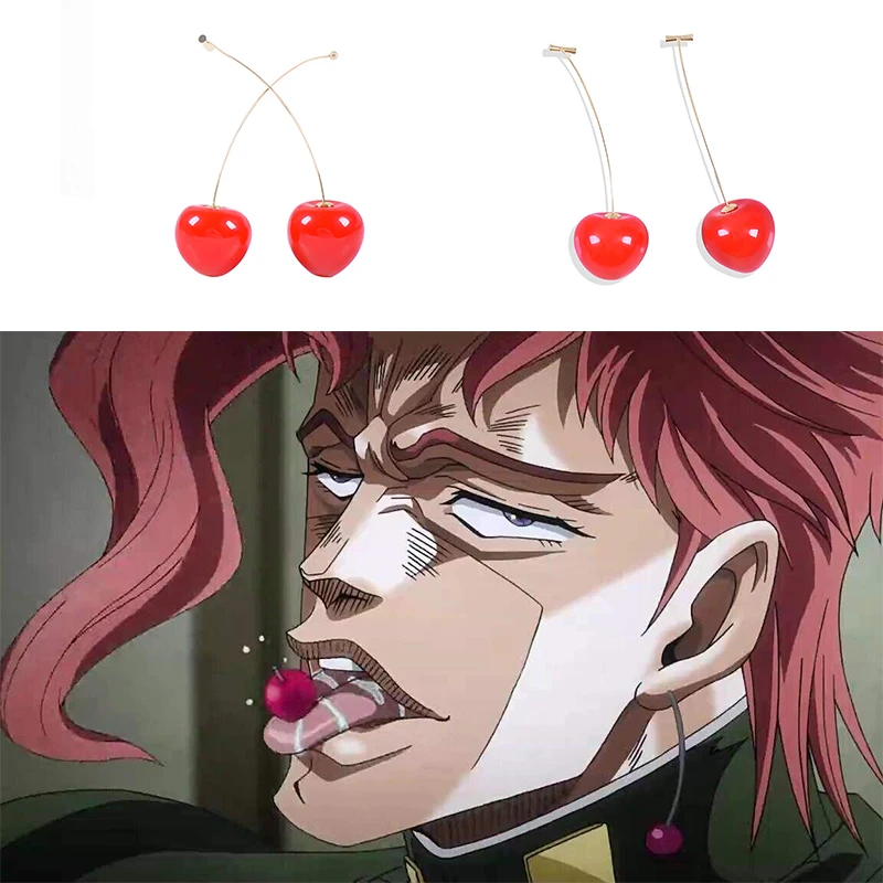 Аниме JoJo странные приключения Косплей JOJO Kakyoin Нориаки вишня серьги-гвоздики в