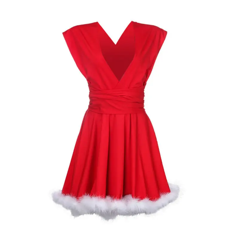 Рождественские одинаковые платья для всей семьи вечерние без рукавов красного