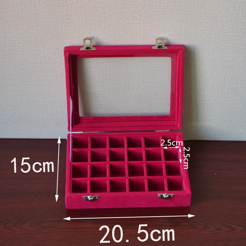Бархатная шкатулка для хранения ювелирных изделий с визуальным окном лоток