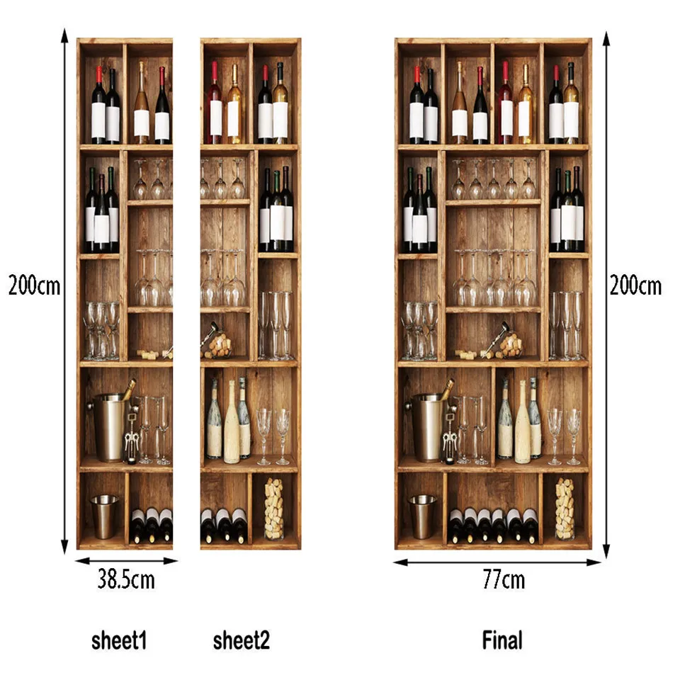 Papel tapiz para puerta de estanter&iacute;a de vino con patr&oacute;n 3D, murales para sala de estar, cocina, Pegatina autoadhesiva para puerta, calcoman&iacute;a de papel tapiz extra&iacute;ble, dise&ntilde;o del hogar-5