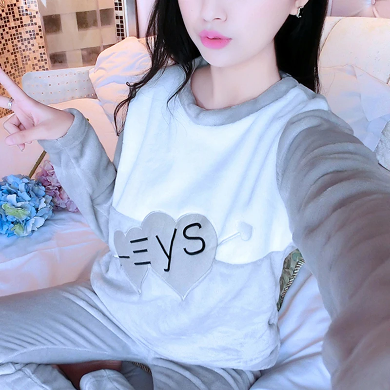 Новинка 2021 осенне-зимние теплые фланелевые женские пижамные комплекты плотная