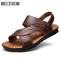 summer men sandals quality genuine leather shoes male comfortable slip on slippers beach brown man sandal zapatillas hombre