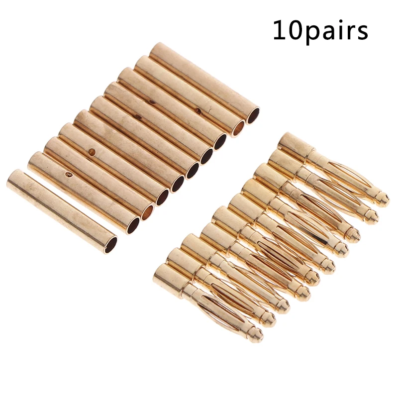 10 пар медь 2 мм золото Пуля разъем банан вилки мужской и женский для RC батареи