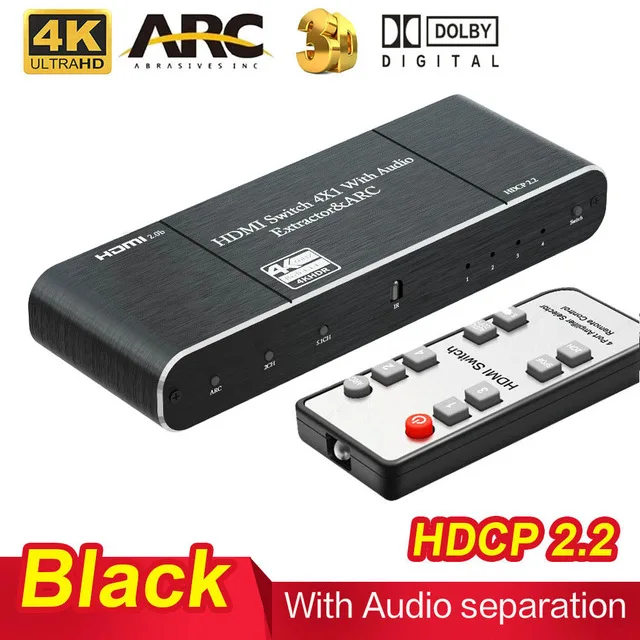 HDMI переключатель 4K 60 Гц UHD видео адаптер 4 в 1 выход сплиттер аудио экстрактор с