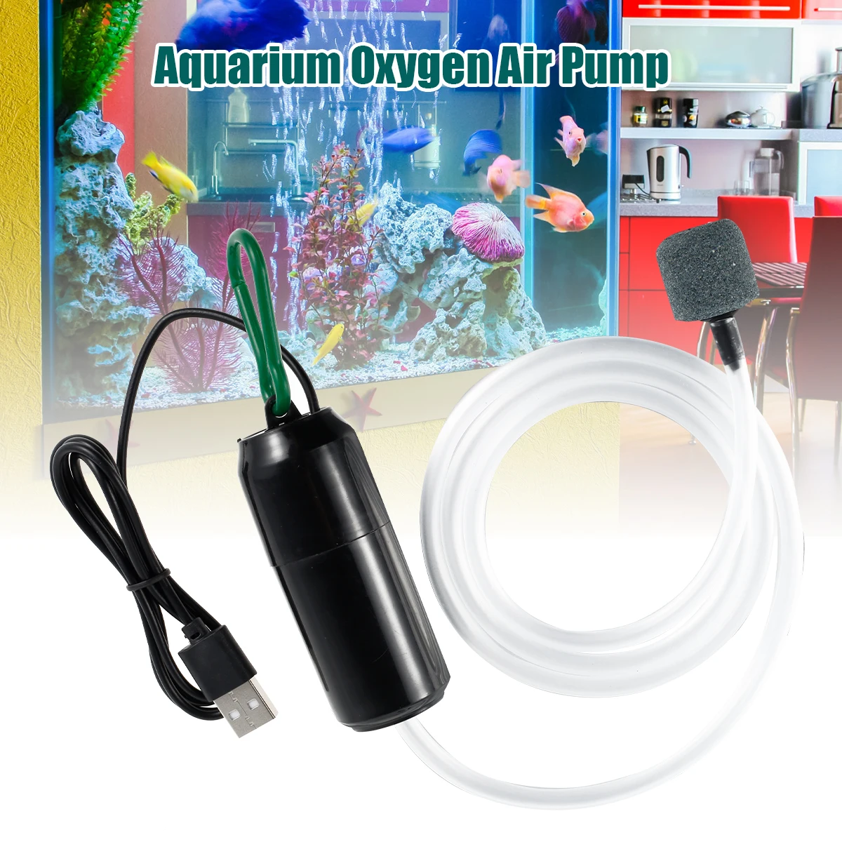 

USB Powered Oxygen Pump 5V 1W Portable Mini Aquarium Fish Tank Air Pump Oxygen Bubbler with Air Stone