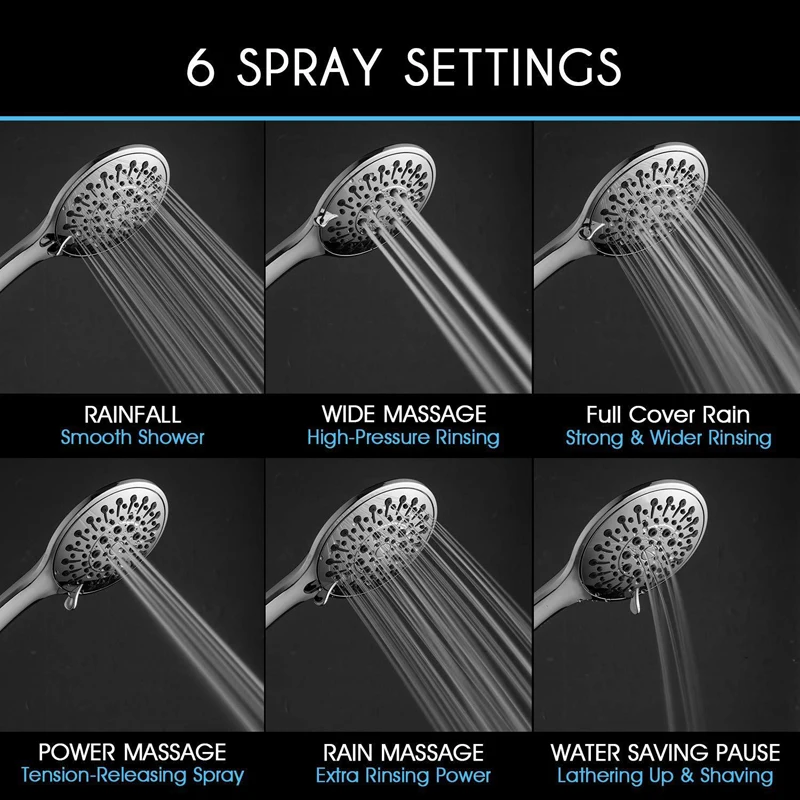 

Shower Head Water Saving High Pressurized Stainless Steel Bathroom Hand Hold Shower Head Set High Pressure Shower Head Set