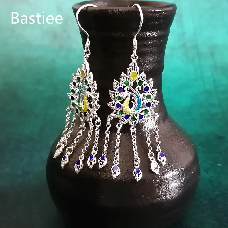 Женские серьги из серебра 999 пробы с эмалью | Украшения и аксессуары