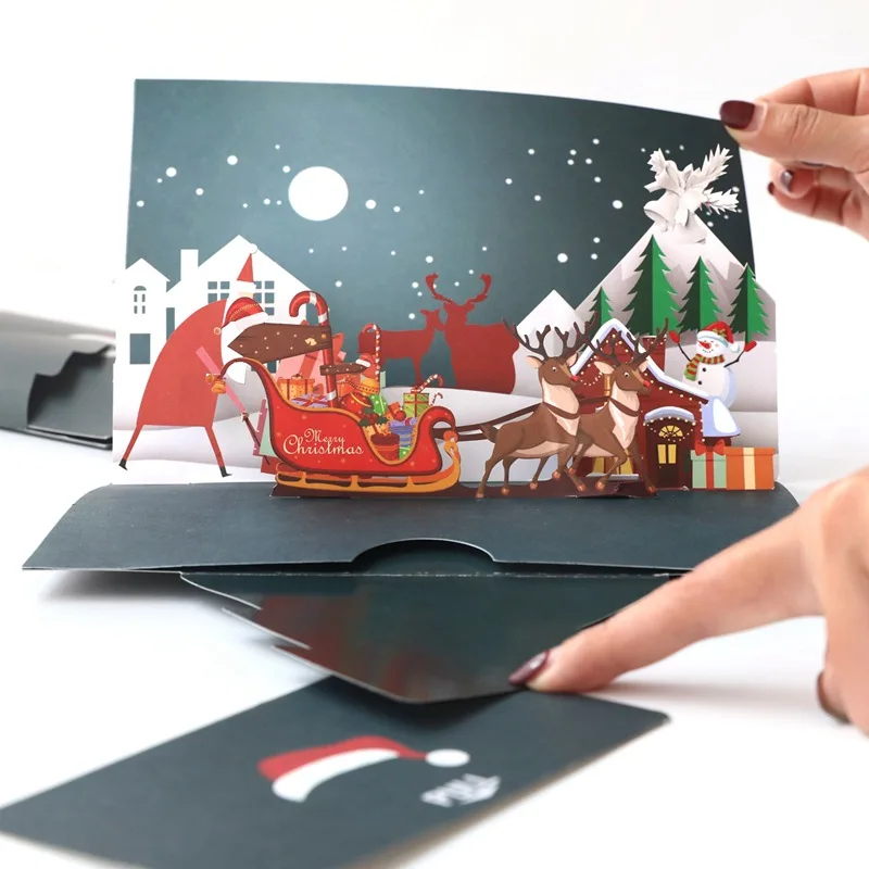 

Christmas Countdown 3DThree-dimensional Greeting Card with Envelope, 21cmLength, New Year Children's Gift, Holiday Partydress up