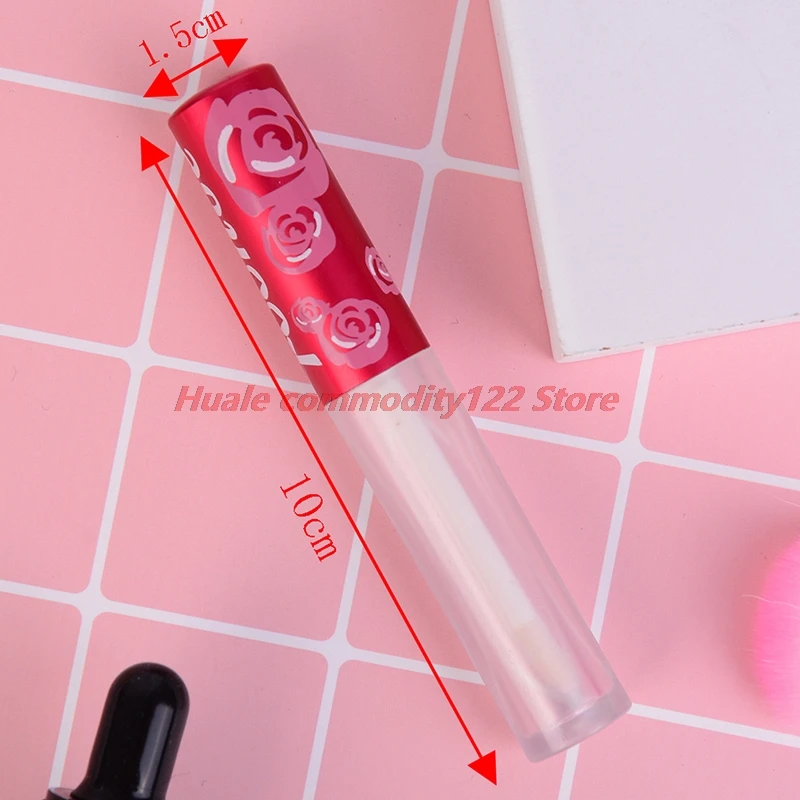 

New 1Pc DIY Empty Lipstick Tube Lip Balm Bottles Lip Gloss Container Packaging With Brush Rose Lid Makeup Tooles